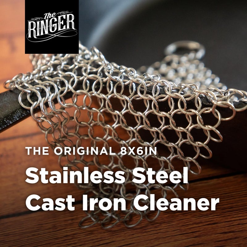 The Ringer - The Original Stainless Steel Cast Iron Cleaner, Patented XL 8x6 Inch Design - Image 2